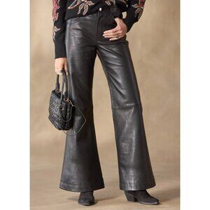 St Anton Wideleg Leather Pants Black Sundance Exclusive Sz: 27 29 & 30 $378 NWT